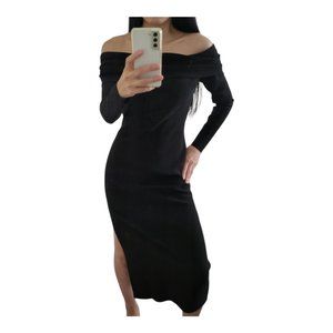 Bec + Bridge Black Off Shoulder Dress Long Sleeve Size 8 New with Tag